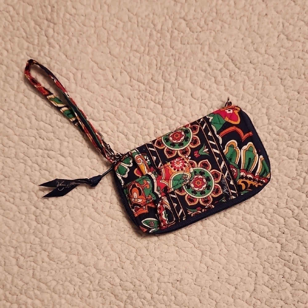 Vera Bradley Neon Paisley Floral Print Multicolor Wristlet Walet